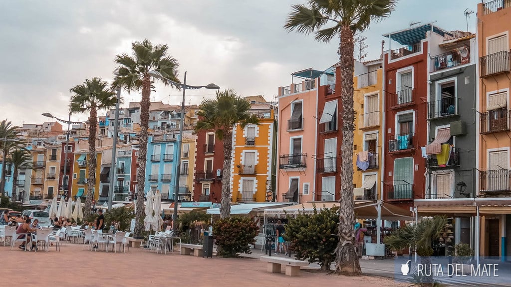 Colorful houses at beachfront Villajoyosa