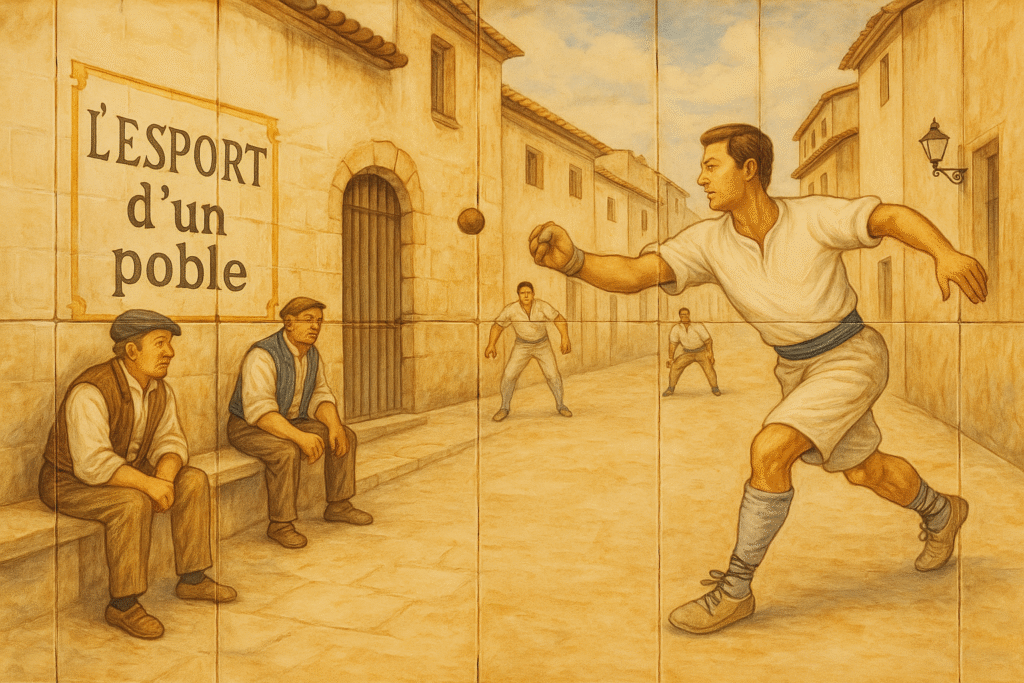 Dibujo sobre azulejo de la pilota valenciana